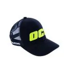 Schwarze Trucker-Kappe OC1 mit gesticktem gelb-grünem Logo, verstellbare Größe, Unisex-Stil